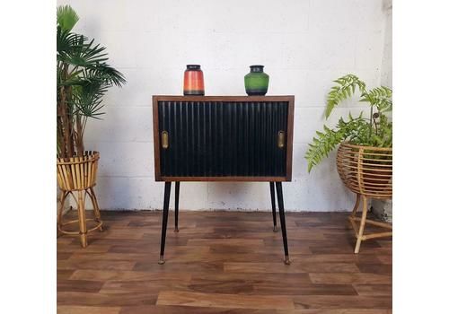 Vintage 60's Walnut 2 Door Vinyl Record Cabinet Mid Century Scandi Atomic Retro