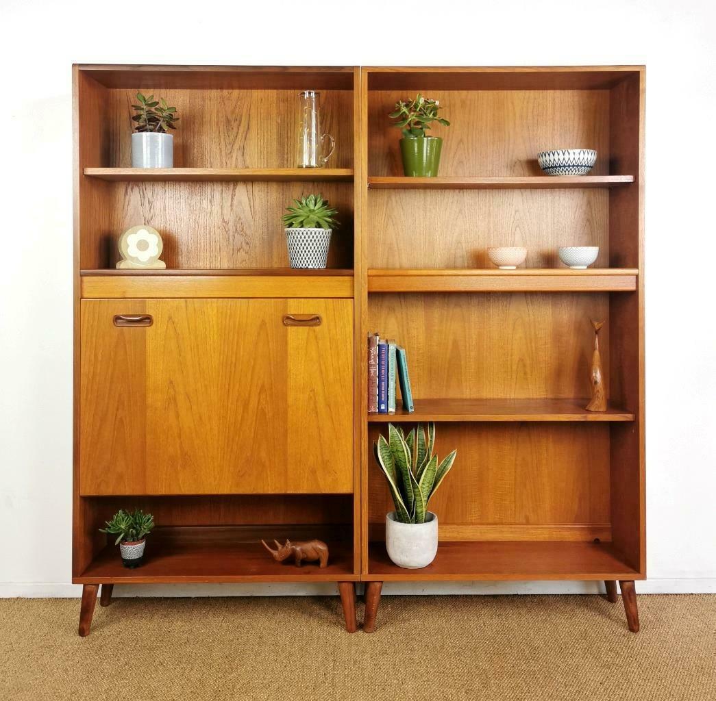 Pair Of Vintage Mid Century Teak Retro G Plan Bookcase Wall Shelves