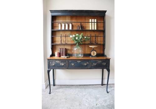 Simply Stunning Black Vintage Pine Painted Farmhouse Dresser
