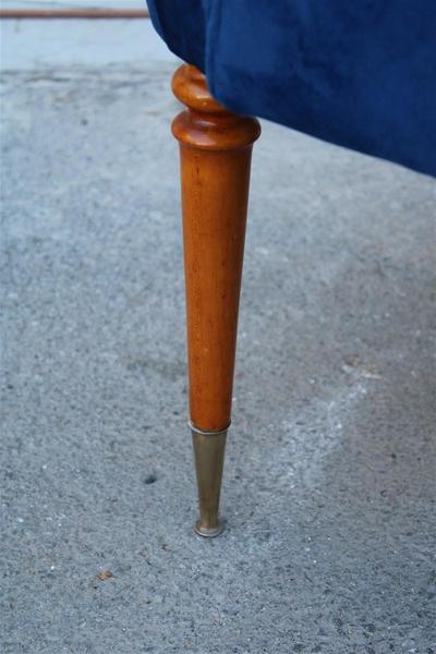 Pair Of Midcentury Cobalt Blue Brass Round Bedroom Chairs Maple