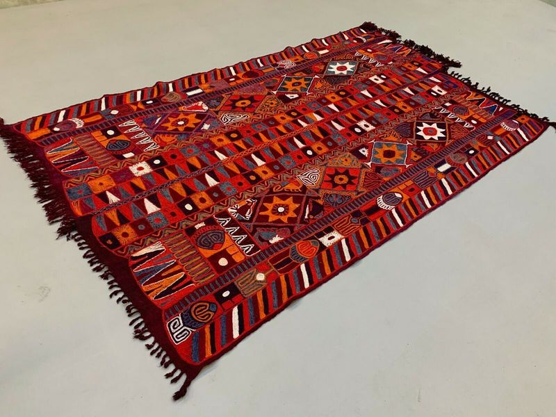 Vintage Iraqi Kilim 275x160 Cm Marsh Arab Kelim Wool Rug Large Red