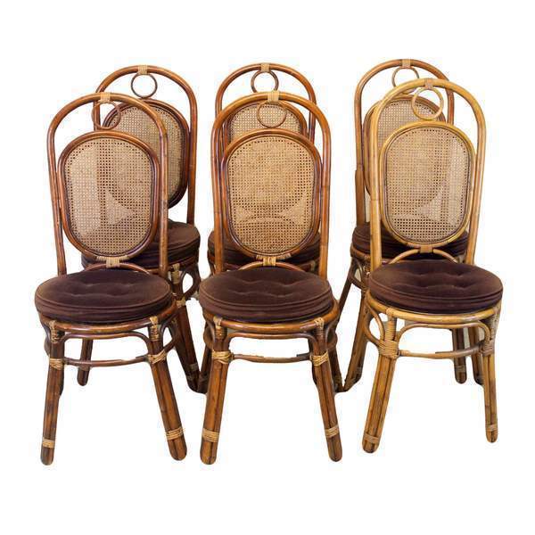 Set Of Six Retro Vintage Style Cane Dining Chairs Vinterior - Retro Cane Dining Chairs Set Of Six Retro Vintage Style Cane Dining Chairs Vinterior - Retro Cane Dining Chairs