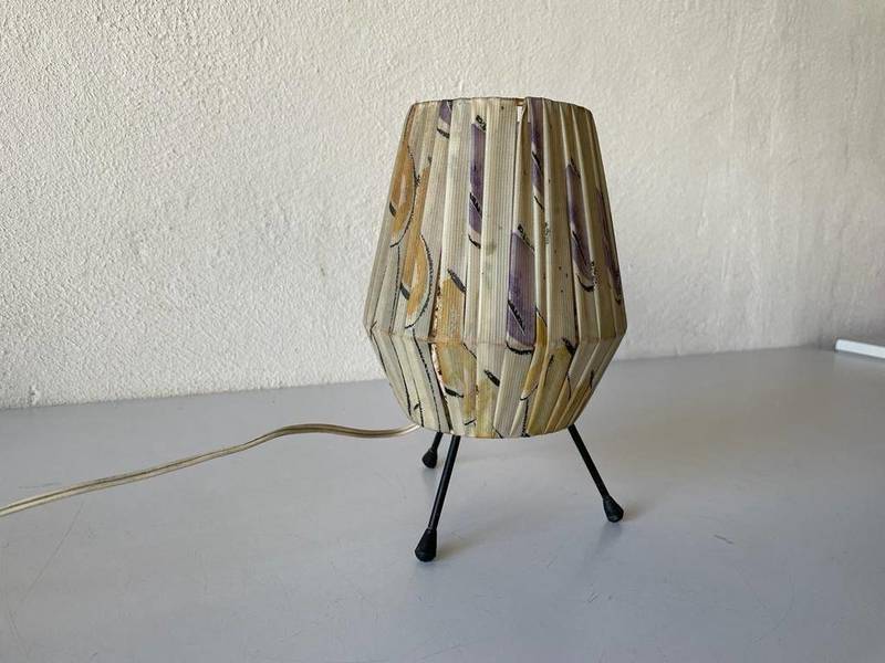 Lovely Retro Fabric Shade Tripod Table Lamp, 1950s