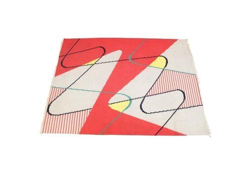 Extraordinary Big Geometric Modernist Kilim Carpet, A. Kybal
