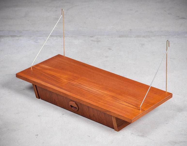 Wall Mounted Shelving In Teak, Danish Design, 1960s photo furniture
