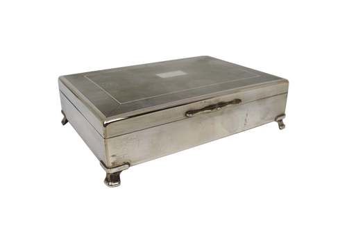 Mid 20th C. English Silver Plated Cigarette Box By Harman Brothers