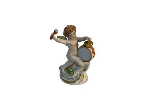 Capodimonte Ceramic, Angel With Drum, Twentieth Century