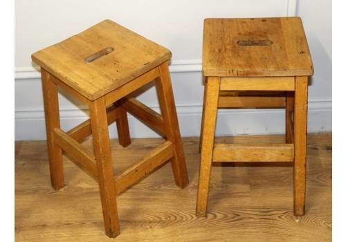 6 Available Kitchen School Stools Industrial Beech Chairs Vintage Lab Breakfast Stacking Retro