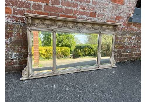 A Fabulous Highly Useful Size Antique English 19th C Overmantle Mirror