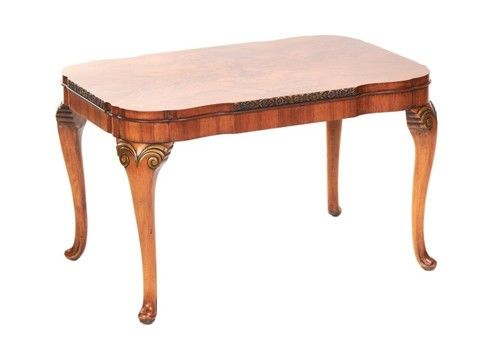 Walnut & Gilt Carved Coffee Table Circa 1930s