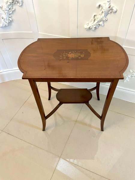 Antique Edwardian Quality Mahogany Inlaid Lamp Table