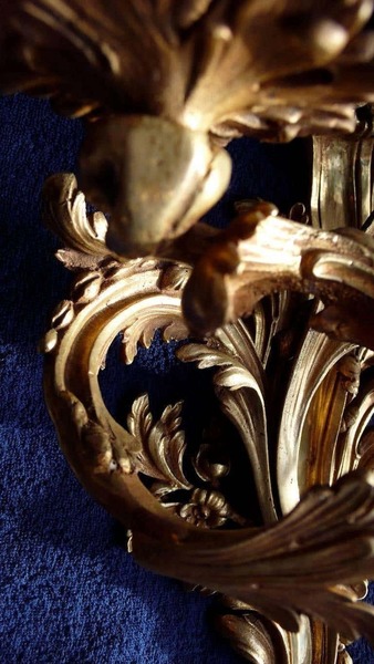Pair Of Gilded Bronze Louis XV Three Light Sconces photo furniture