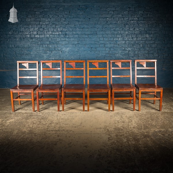 Set Of 6 Elm 19th C Synagogue Chairs Vinterior