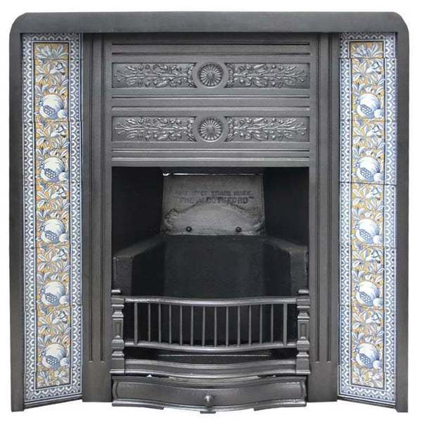 Reclaimed Antique Victorian Cast Iron And Tiled Fireplace Insert