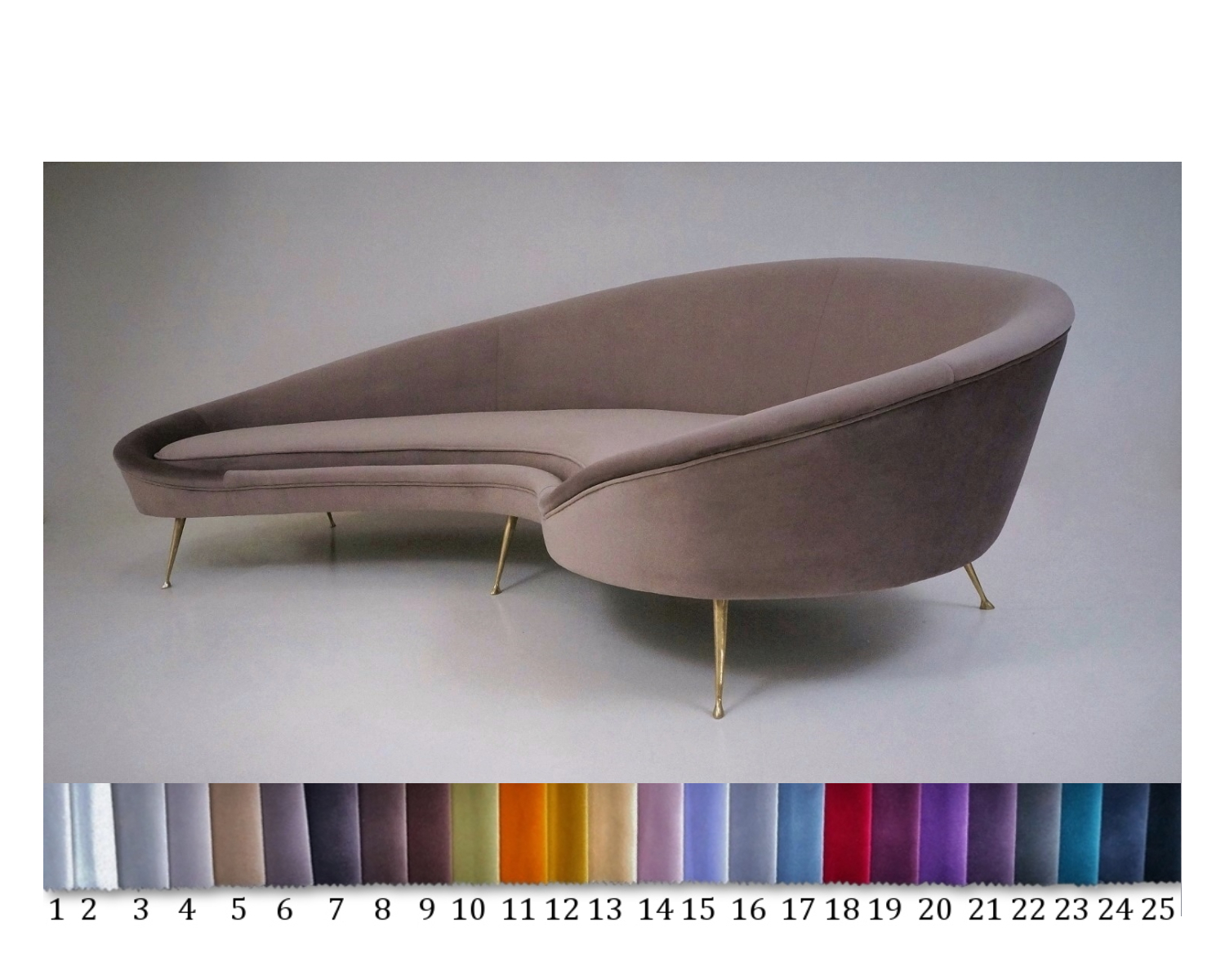 Ico Parisi Style Sofa 1950 S Style In New Velvet Upholstery