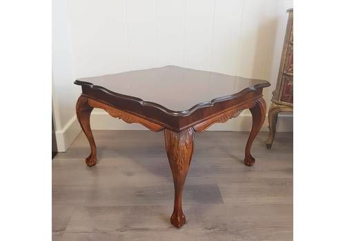 Cherry Wood Square Tea Table, Vintage Tea/Coffee Table, Hand Carved Wood Tea/Coffee Table, Claw Foot Table, Interior Design Furniture