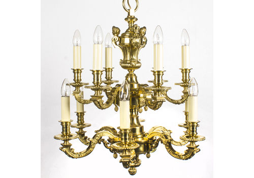 Antique French Louis XIV Style Twelve Branch Ormolu Chandelier C1900