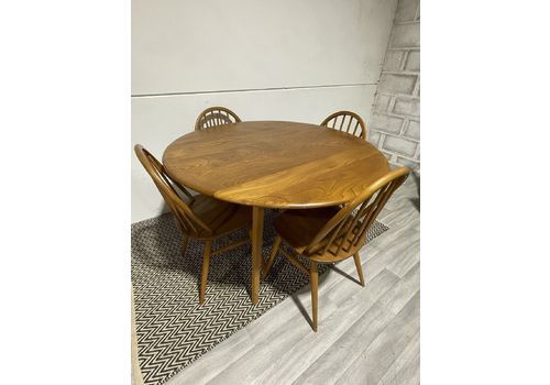 Vintage Ercol Elm Dining Table And 4 Ercol Hoop Stick Back Chairs