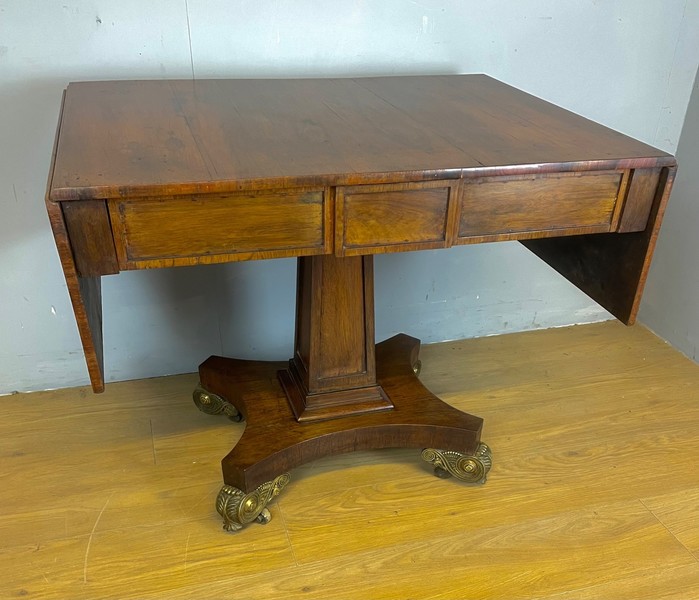 Regency Rosewood Two Drawer Sofa Table In Original Condition