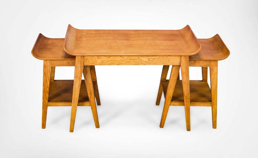 Midcentury Set Of Bent Ply Nest Of Tables, 1960s Nesting Coffee Tables