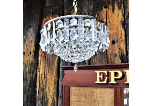 Antique Lead Crystal Lustre Droplet Brass Tier Ceiling Chandelier Light