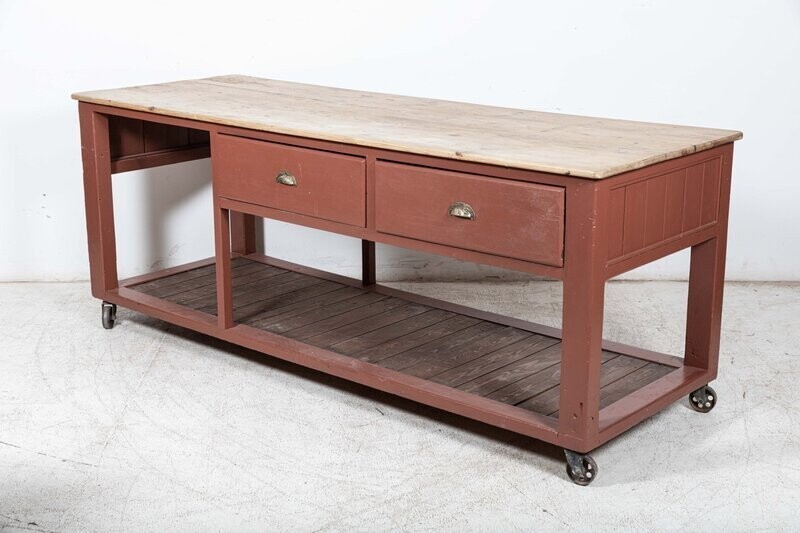 19thc English Bakers Prep Table Kitchen Island Vinterior