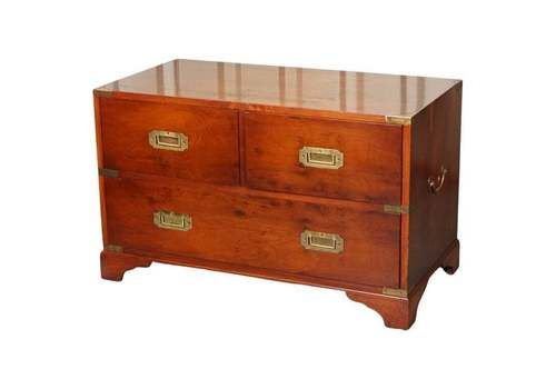Vintage Harrods For Kennedy Burr Yew Wood Military Campaign Chest Of Drawers