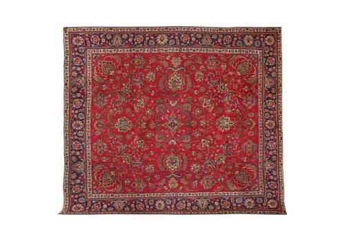 Large Carpet Handmade Red Square Rug Traditional Turkish Area Rug 290x340cm