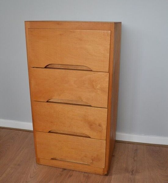 Vintage Liden Whitewood Plywood Chest Of Drawers Vinterior