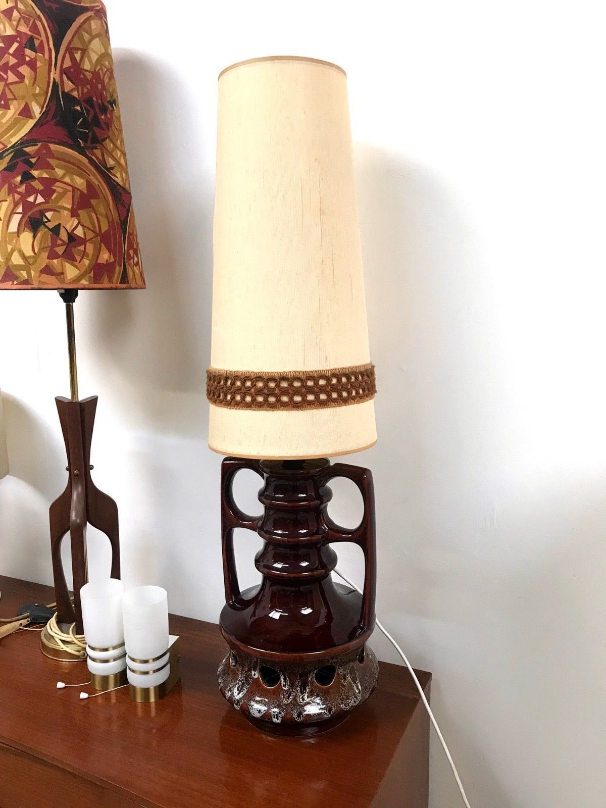 70s Stylish Vintage Retro West Germany Large Ceramic Table Or Floor Lamp Vinterior