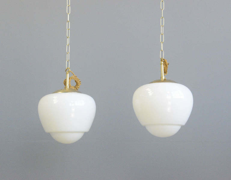 Czech Teardrop Opaline Pendant Lights Circa 1940s photo furniture