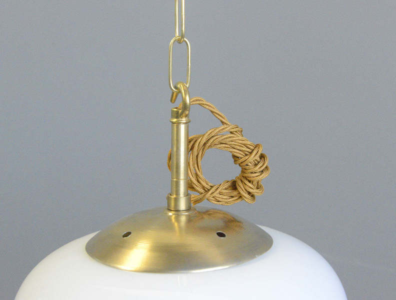 Czech Teardrop Opaline Pendant Lights Circa 1940s photo for sale