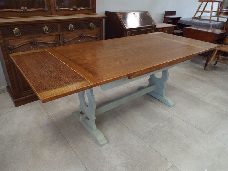 Jaycee Large Solid Oak Painted Shabby Chic Extending Refectory Dining