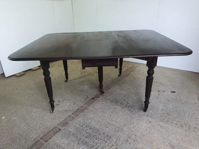 Antique Victorian Cuban Mahogany Large Gate Leg Drop Leaf Dining Table