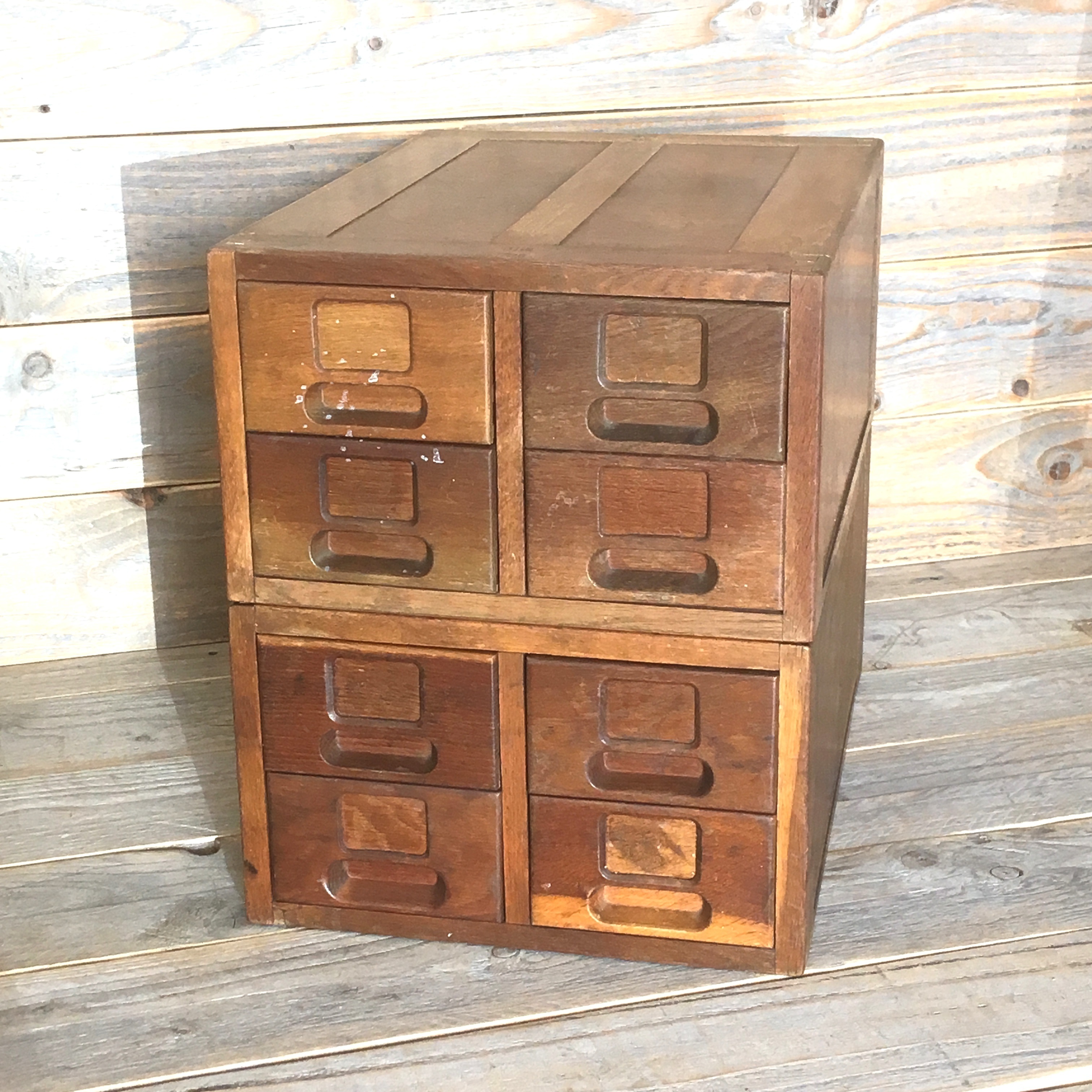 Two Vintage Wood Filing Card Cabinets Vinterior