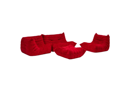 Ligne Roset By Michel Ducaroy Togo Red Modular Sofa, Set Of 4