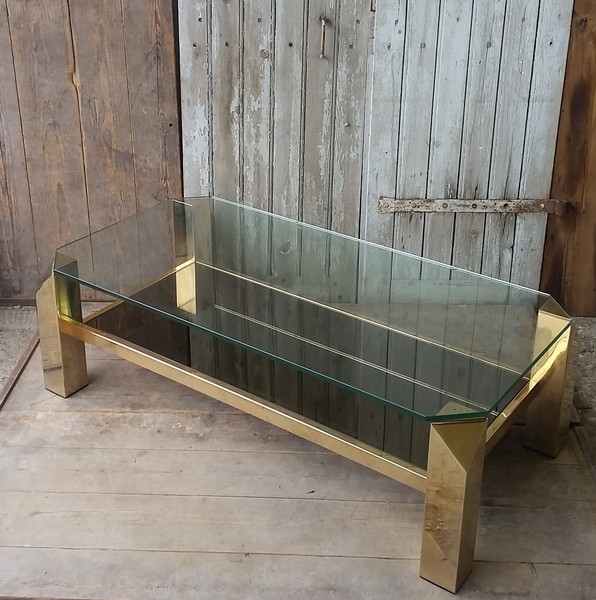 Vintage Glass Coffee Table Vinterior