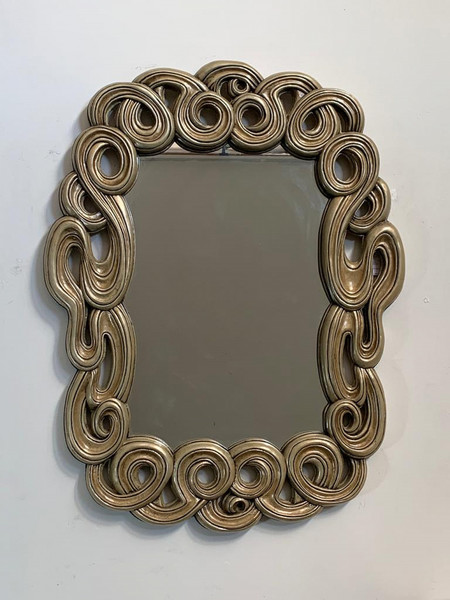 Mirror With Filiform Lines In Lacquered And Gilded Resin For Lam Lee Group 1990s photo for sale
