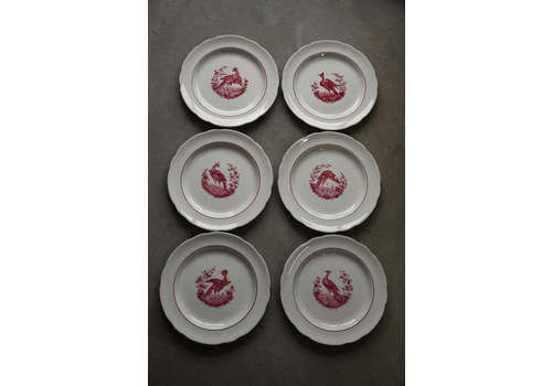6 X Copeland Spode Red Pheasant Dinner Plates