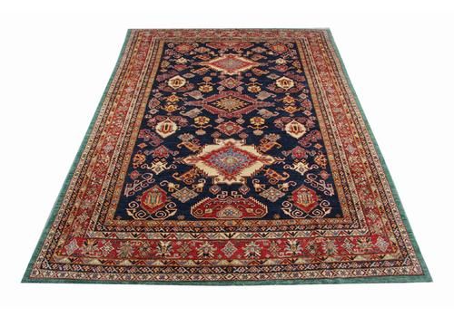 Handmade Geometric Rug, Navy Blue Carpet Traditional Livingroom Rug 242x326cm