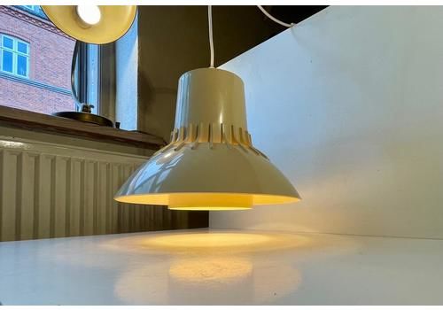 Danish Modern Svend Middelboe Ceiling Pendant Lamp In Cream Plastic, 1970s