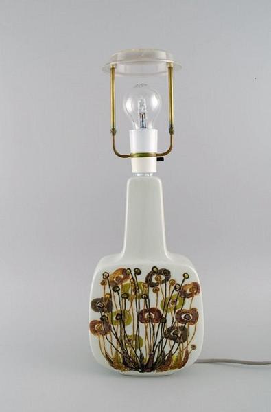 Royal Copenhagen Retro Table Lamp In Faience Decorated With Flowers, 1970s photo furniture