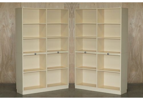 Pair Of Very Large Open Bookcases With Twin Book Sorting Slip Shelves Must See