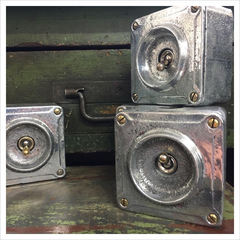 Vintage Metal Conduit Light Crabtree Switch Small Vintage Metal Conduit Light Crabtree Switch Small