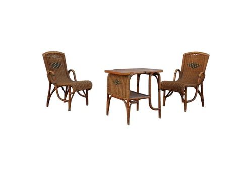 Living Room Set In Bamboo And Straw Rope Italy 1950s Chairs With Table