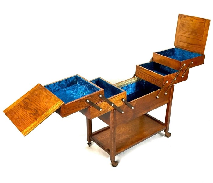 Vintage Accordion Concertina Sewing Box Large Storage Unit