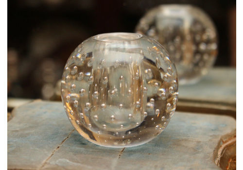 A Vintage Mid Century Controlled Bubble Glass Candle Holder