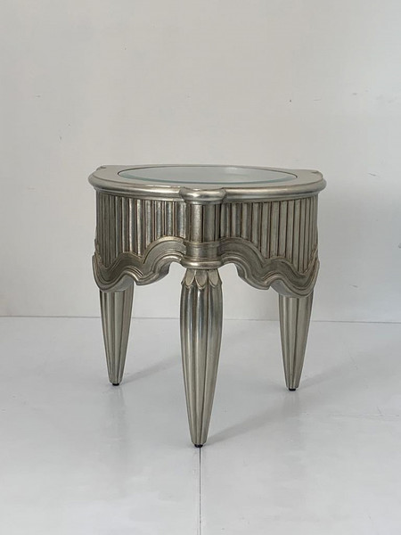 Silver Covered Coffee Table With Glass Top By Lam Lee Group, 1990s ...
