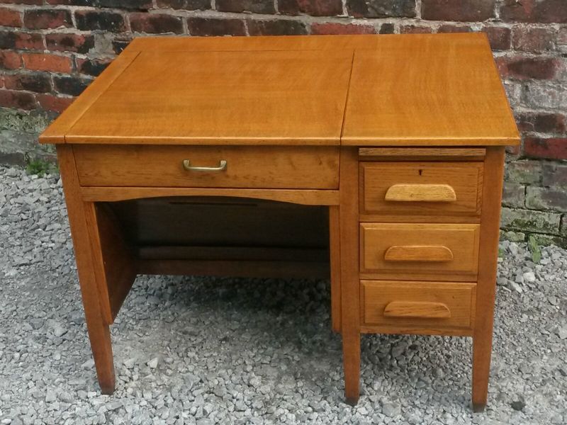 1950/60s Blonde Oak Metamorphic Typewriter Desk Vinterior