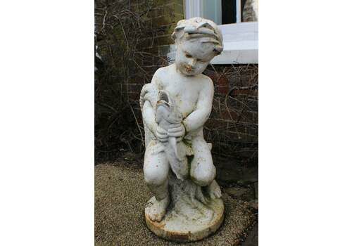 A French Painted Cast Iron Water Putti By A. Durenne, 19th Century